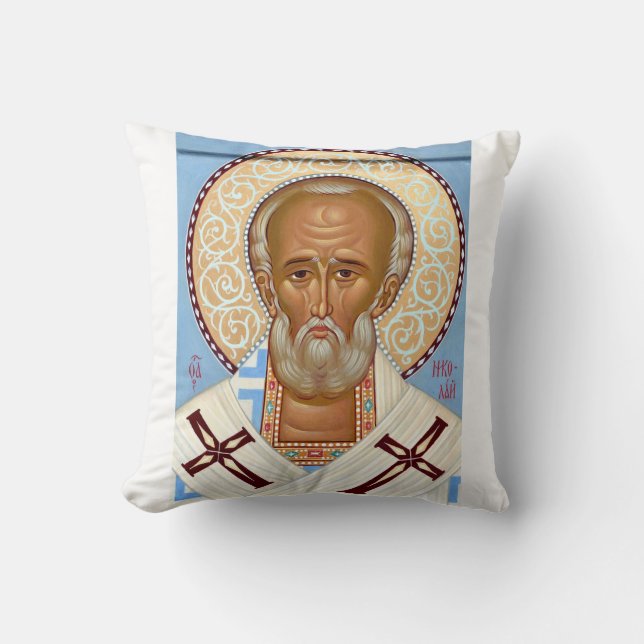 Saint Nicholas of Myra Premium Orthodox Art Cushion (Front)