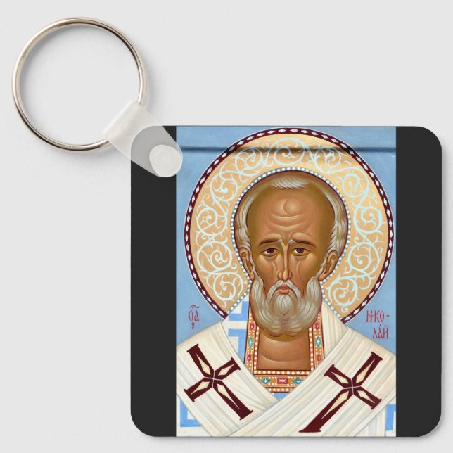 Saint Nicholas of Myra Premium Orthodox Art Key Ring (Front)