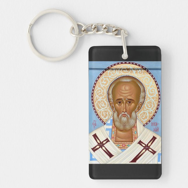Saint Nicholas of Myra Premium Orthodox Art Key Ring (Front)