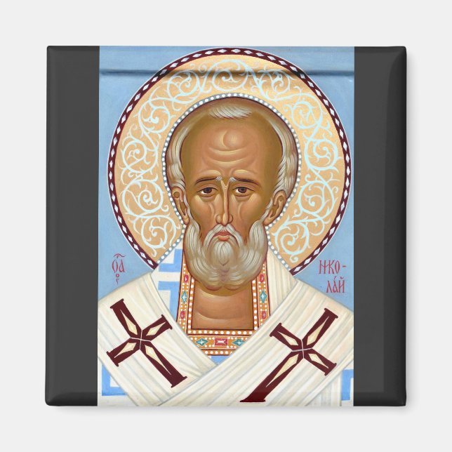 Saint Nicholas of Myra Premium Orthodox Art Magnet (Front)