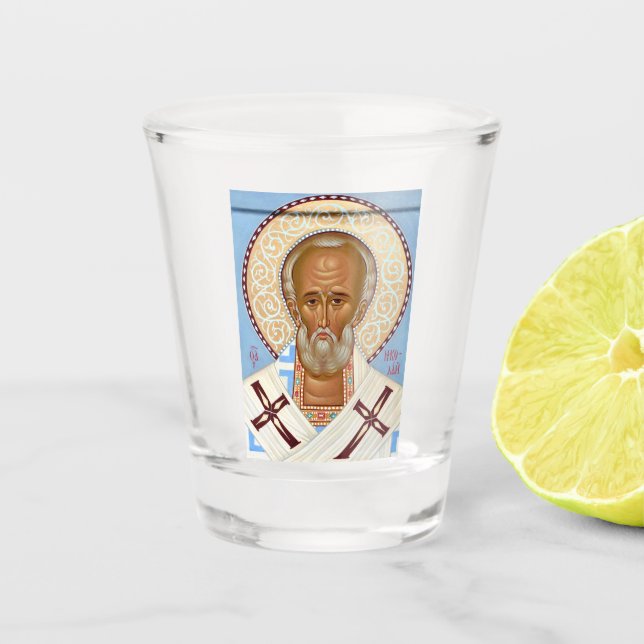 Saint Nicholas of Myra Premium Orthodox Art Shot Glass (Front)