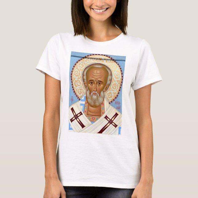 Saint Nicholas of Myra Premium Orthodox Art T-Shirt (Front)