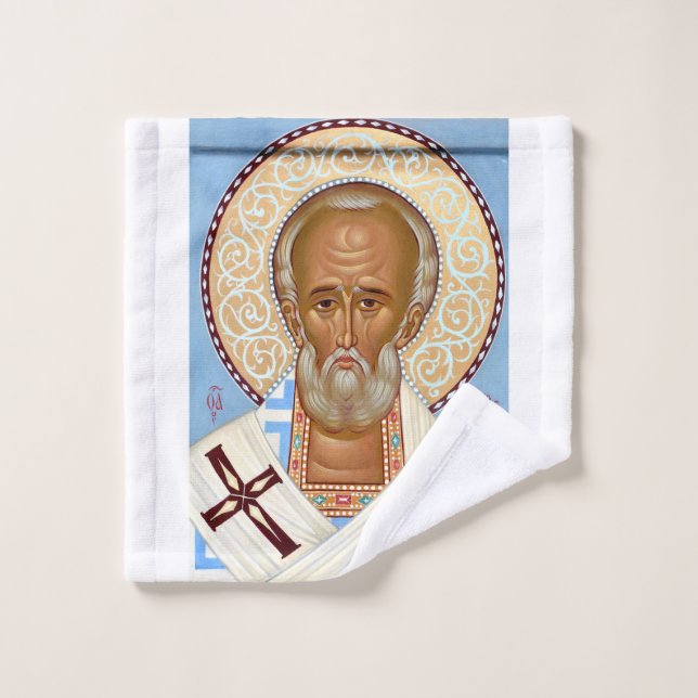 Saint Nicholas of Myra Premium Orthodox Art Wash Cloth (Wash Cloth)