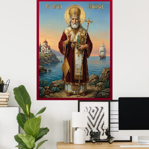 Saint Nicholas orthodox  icon Poster