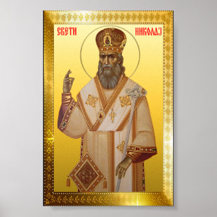 Saint Nicholas Orthodox icon Serbian Poster