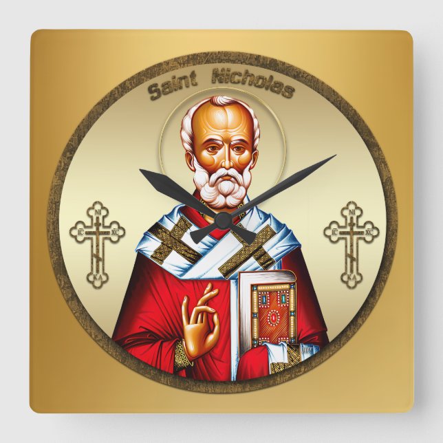 Saint Nicholas Square Wall Clock (Front)
