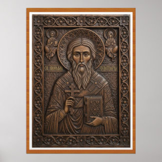 Saint Nicholas,Virgin new wood orthodox letters Poster