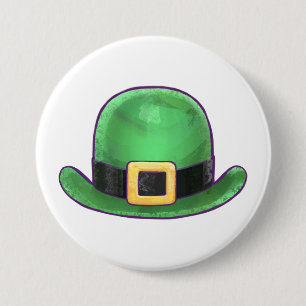 Saint Paddys Day Green Derby Hat 7.5 Cm Round Badge