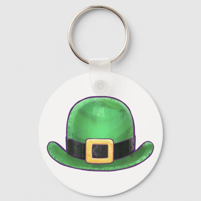 Saint Paddys Day Green Derby Hat Key Ring (Front)