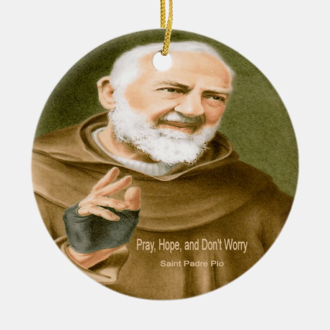 Saint Padre Pio Ceramic Tree Decoration (Front)
