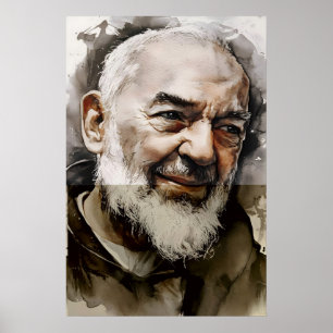 Saint Padre Pio Watercolor Catholic Portrait Poster