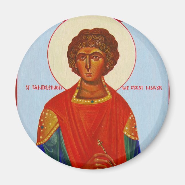 Saint Panteleimon orthodox icon magnet (Front)