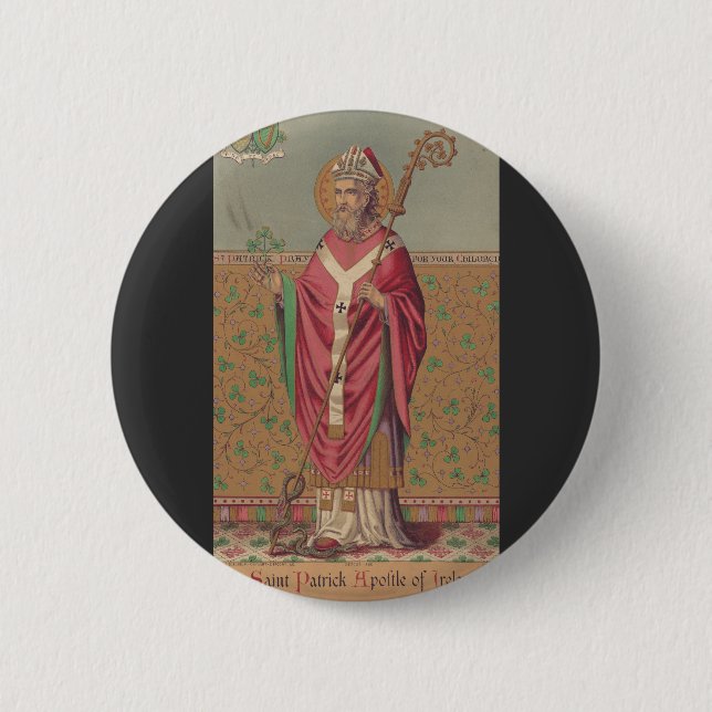 Saint Patrick Apostle of Ireland 6 Cm Round Badge (Front)