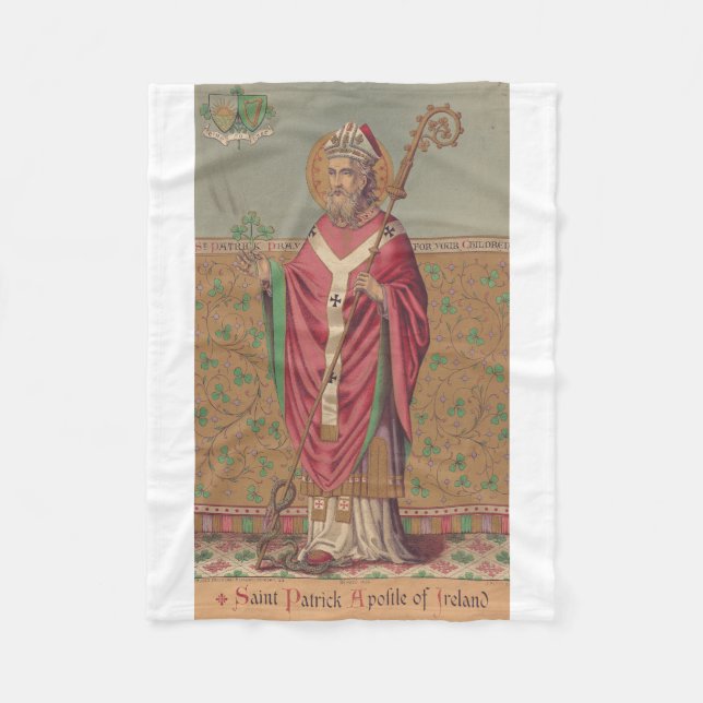 Saint Patrick Apostle of Ireland Fleece Blanket (Front)