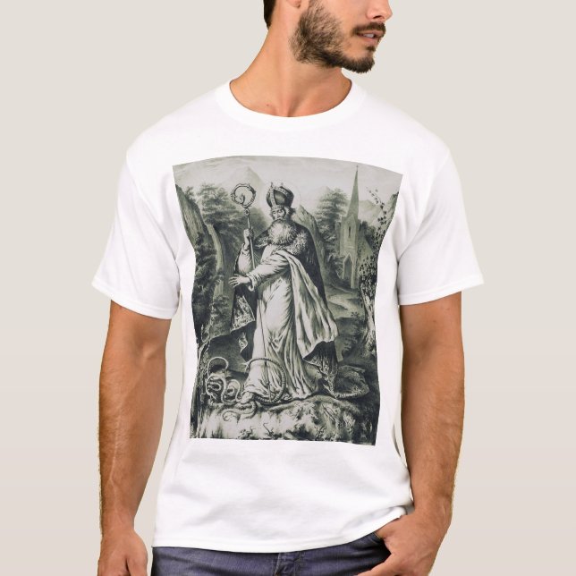 Saint Patrick Banishing Snakes Vintage Engraving A T-Shirt (Front)