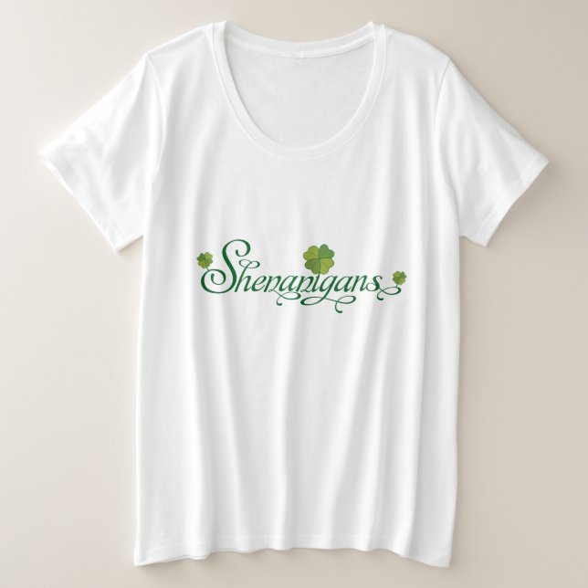 Saint Patrick Day Shenanigans Irish Shamrock Plus Size T-Shirt (Design Front)