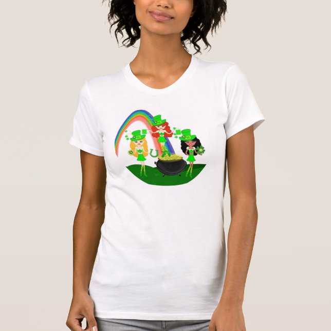 Saint Patrick’s Day Girl Leprechauns T-Shirt (Front)