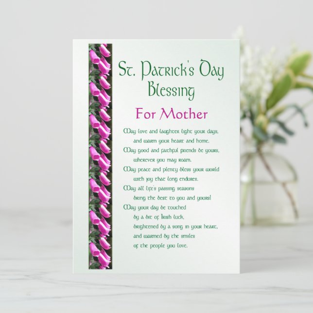 Saint Patrick’s Day Irish Blessing for Mother Holi Holiday Card (Standing Front)