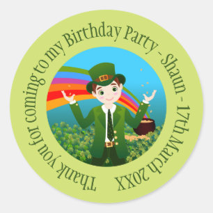 Saint Patrick's Birthday Boy Thank you Classic Round Sticker