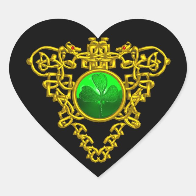 SAINT PATRICK'S CELTIC HEART ,black Sticker (Front)