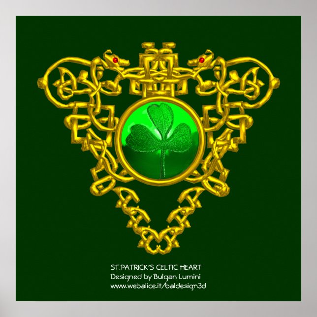 SAINT PATRICK'S CELTIC HEART,SHAMROCK POSTER (Front)