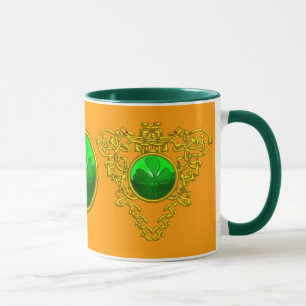 SAINT PATRICK'S CELTIC KNOTS HEART WITH SHAMROCK MUG