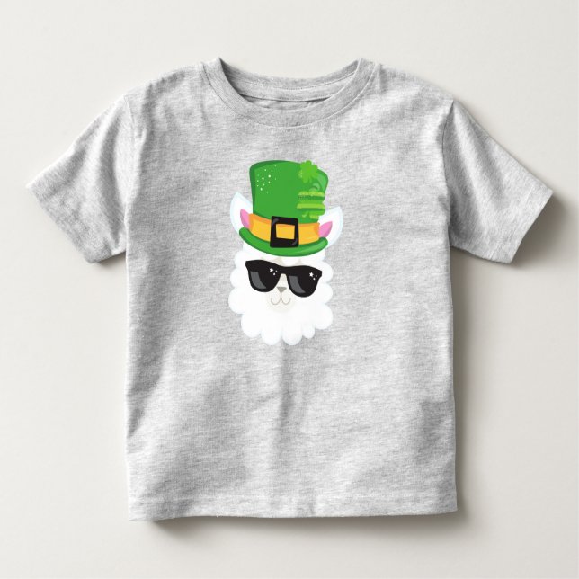 Saint Patrick's Day, Alpaca, Llama, Leprechaun Hat Toddler T-Shirt (Front)