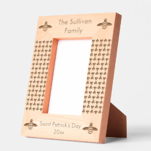 Saint Patricks Day Bee and Shamrocks Custom Etched Frames