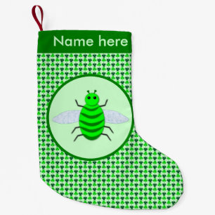 Saint Patricks Day Bee and Shamrocks Small Christmas Stocking