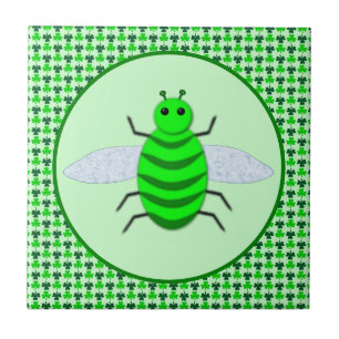 Saint Patricks Day Bee and Shamrocks Tile