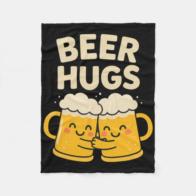 Saint Patricks Day Beer Hugs Drinking Pun  Fleece Blanket (Front)