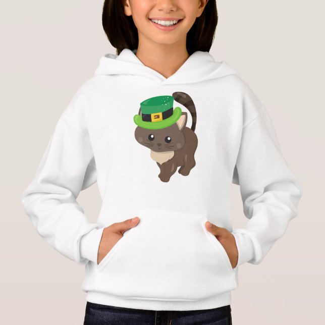 Saint Patrick's Day, Brown Cat, Leprechaun Hat (Front)