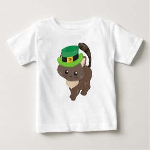 Saint Patrick's Day, Brown Cat, Leprechaun Hat Baby T-Shirt