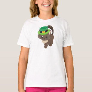 Saint Patrick's Day, Brown Cat, Leprechaun Hat T-Shirt