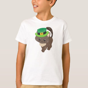 Saint Patrick's Day, Brown Cat, Leprechaun Hat T-Shirt