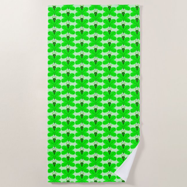 Saint Patricks Day Butterfly Beach Towel (Front)