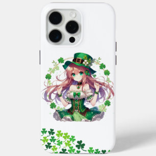 Saint Patrick's Day clover anime girl iPhone 15 Pro Max Case
