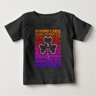Saint Patricks Day Clover Leaf Initial Baby T-Shirt