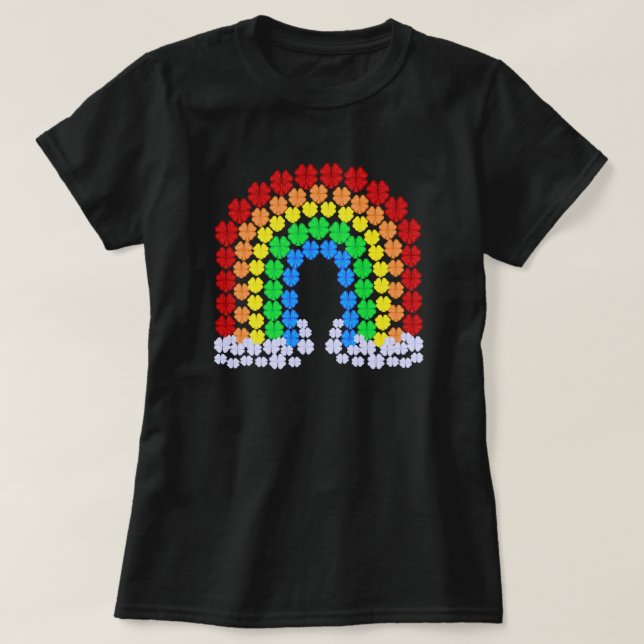 Saint Patrick's Day Clover Rainbow Pretty Colourfu T-Shirt (Design Front)