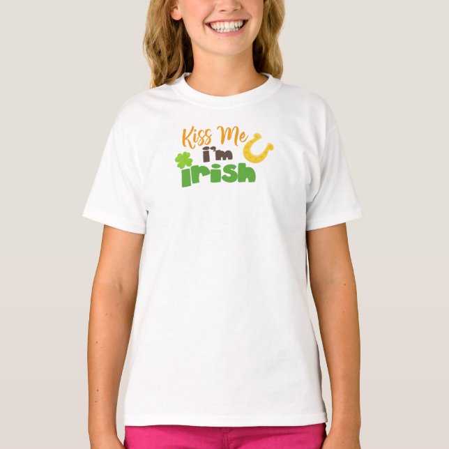 Saint Patrick's Day, Clovers, Kiss Me I'm Irish T-Shirt (Front)
