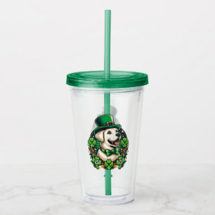 Saint Patrick's Day Cute Dog Acrylic Tumbler