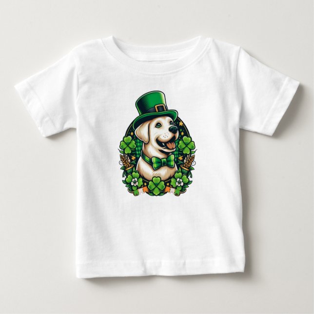 Saint Patrick's Day Cute Dog Baby T-Shirt (Front)