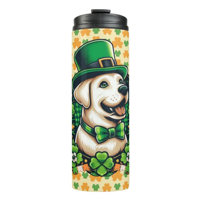 Saint Patrick's Day Cute Dog Thermal Tumbler (Front)