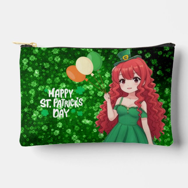  Saint Patrick's day cute, Irish anime lass  Accessory Pouch (Front)