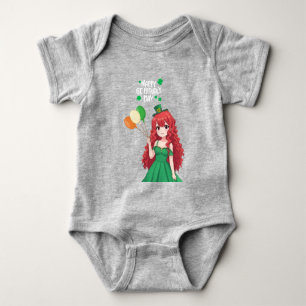 Saint Patrick's day cute, Irish anime lass Baby Bodysuit
