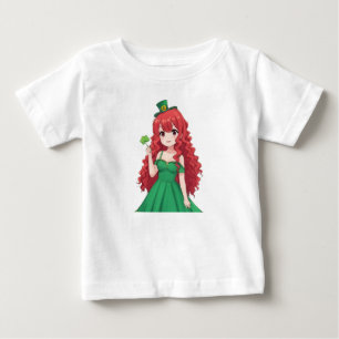 Saint Patrick's day cute, Irish anime lass Baby T-Shirt
