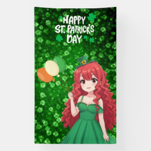 Saint Patrick's day cute, Irish anime lass Banner