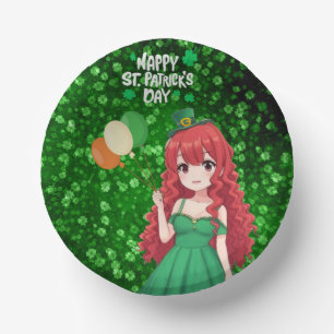  Saint Patrick's day cute, Irish anime lass  Paper Plate
