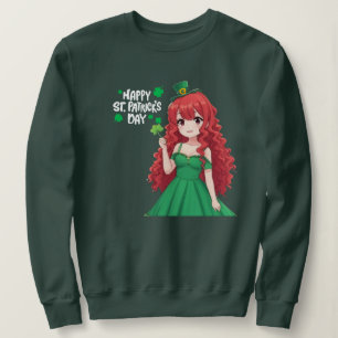 Saint Patrick's day cute, Irish anime lass Sweatshirt