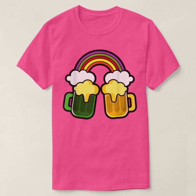 Saint Patrick's Day Funny beer with rainbow Drinki T-Shirt (Design Front)